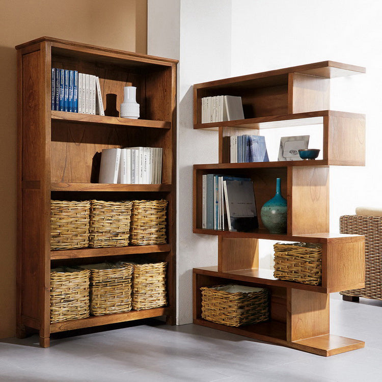 Wooden Closed Back Bookcase Standard Scandinavian Bookshelf with Shelves