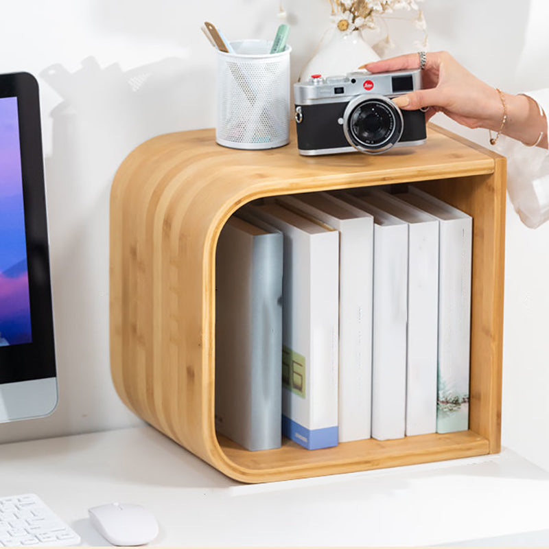 Modern Bamboo Bookcase Natural Open Back Standard Bookshelf with Shelves