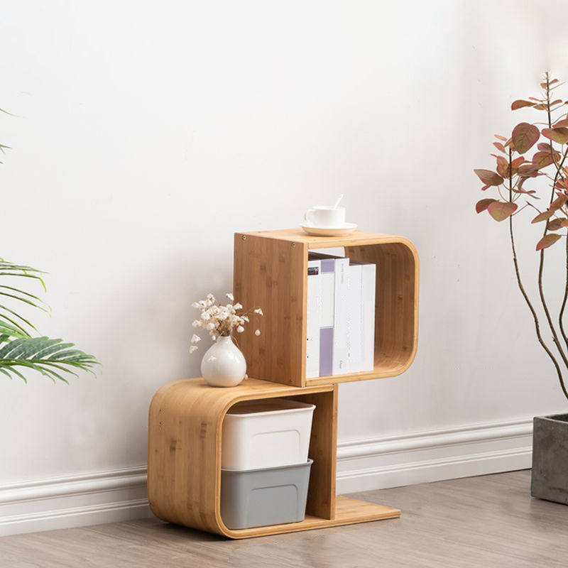 Modern Bamboo Bookcase Natural Open Back Standard Bookshelf with Shelves