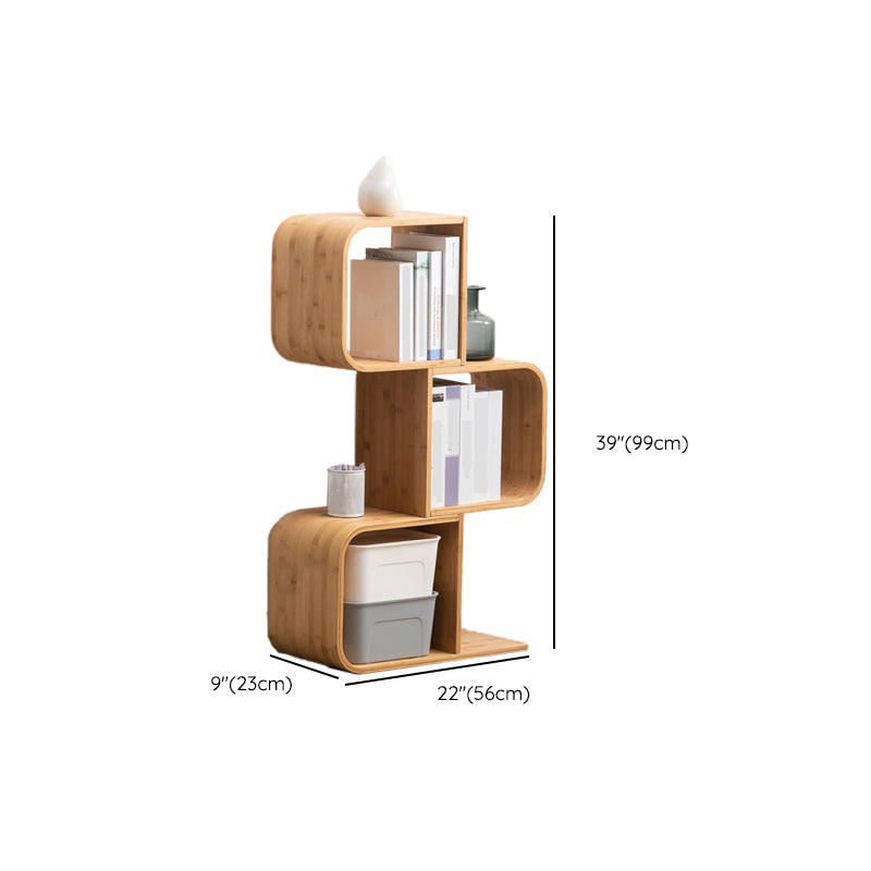 Modern Bamboo Bookcase Natural Open Back Standard Bookshelf with Shelves