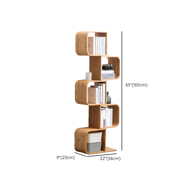Modern Bamboo Bookcase Natural Open Back Standard Bookshelf with Shelves