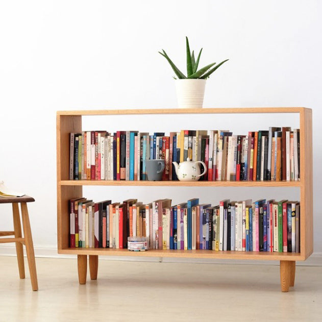 Scandinavian Open Back Bookshelf Standard Wooden Bookcase with Shelves