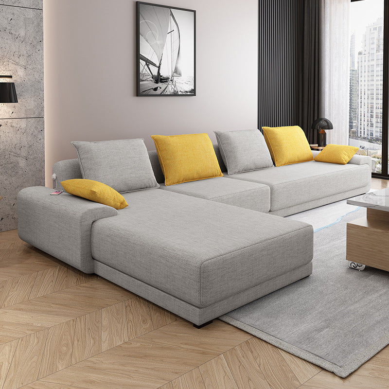 Scandinavian Style Stationary Seating Living Room Recessed Arm Pillows Sofa