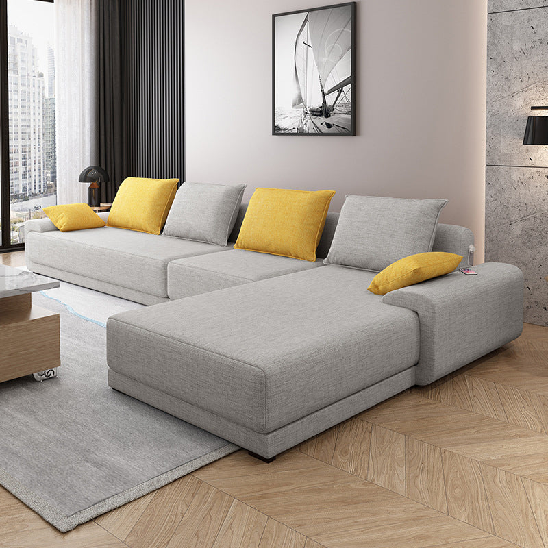 Scandinavian Style Stationary Seating Living Room Recessed Arm Pillows Sofa