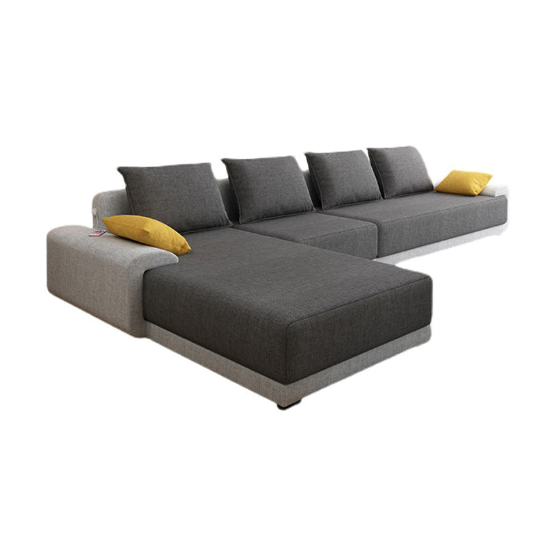 Scandinavian Style Stationary Seating Living Room Recessed Arm Pillows Sofa