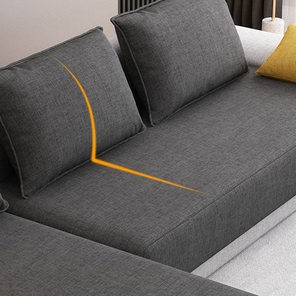 Scandinavian Style Stationary Seating Living Room Recessed Arm Pillows Sofa