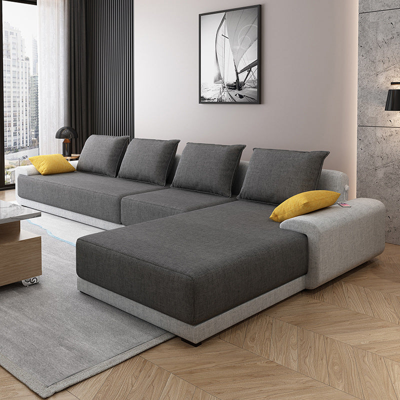 Scandinavian Style Stationary Seating Living Room Recessed Arm Pillows Sofa