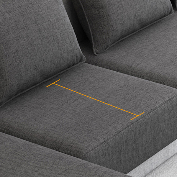 Scandinavian Style Stationary Seating Living Room Recessed Arm Pillows Sofa