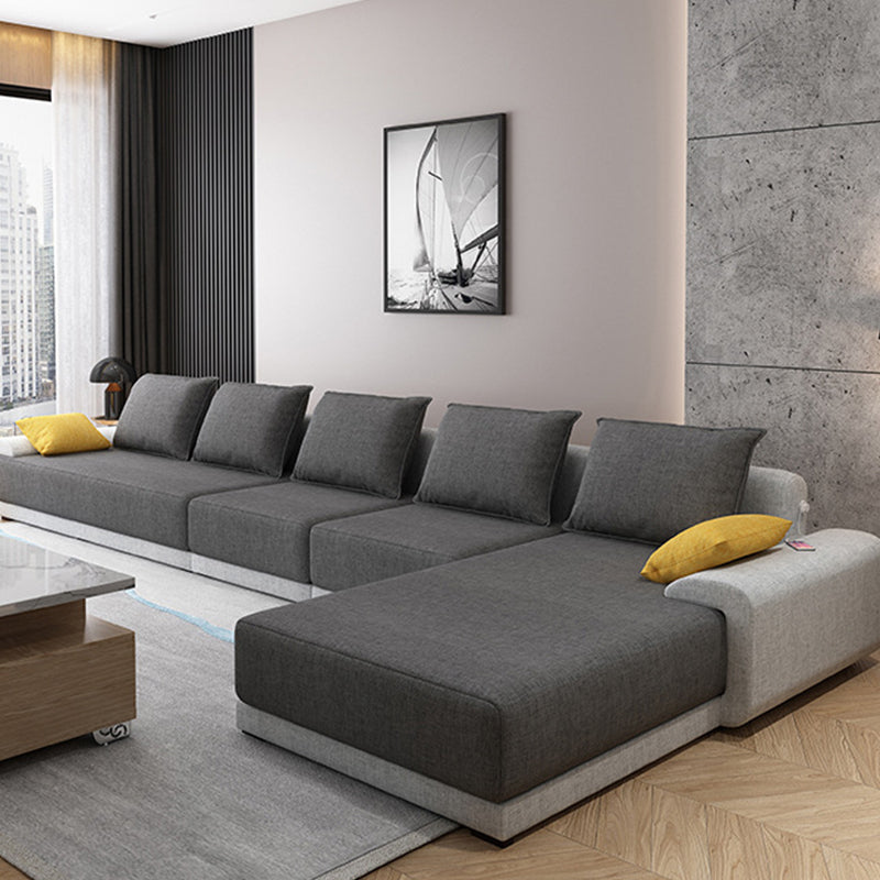 Scandinavian Style Stationary Seating Living Room Recessed Arm Pillows Sofa