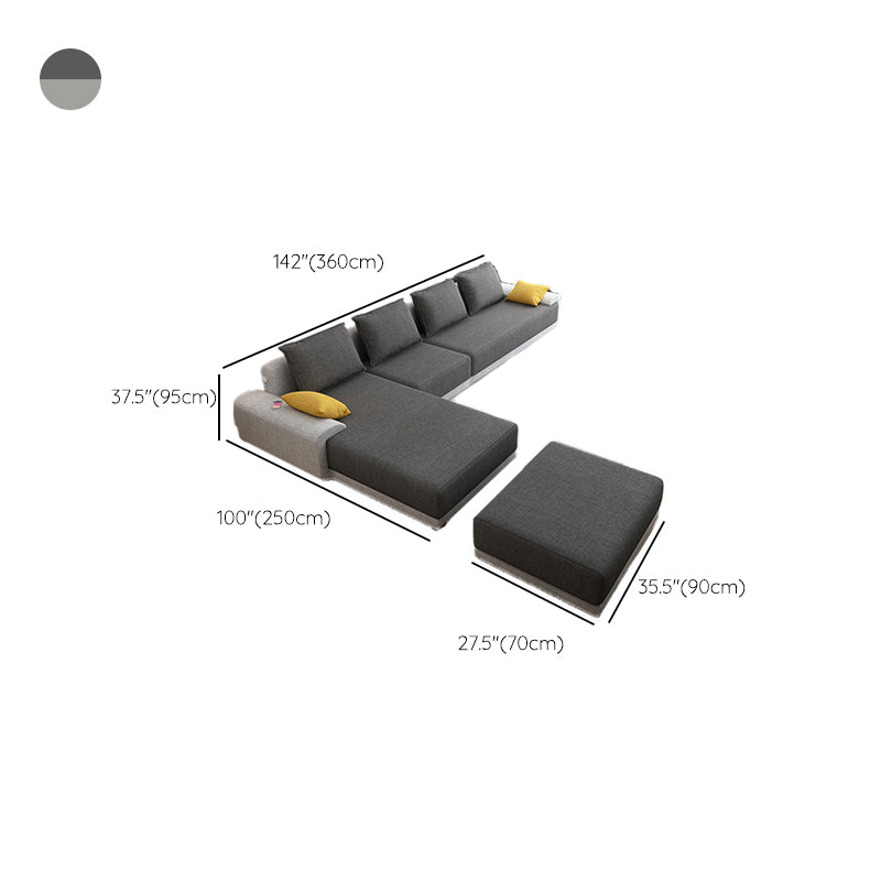 Scandinavian Style Stationary Seating Living Room Recessed Arm Pillows Sofa