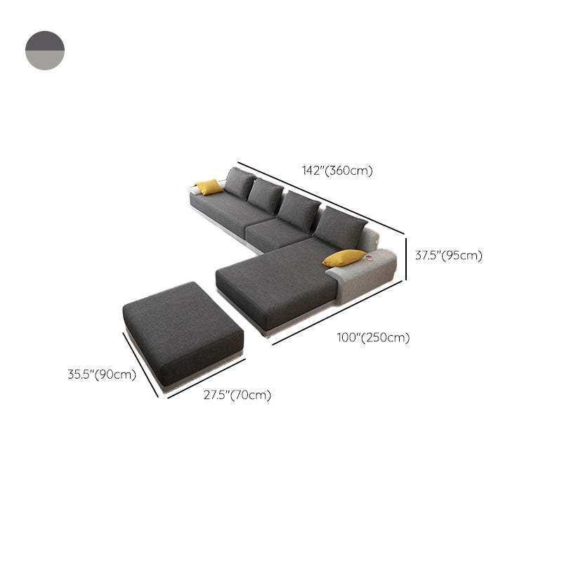 Scandinavian Style Stationary Seating Living Room Recessed Arm Pillows Sofa