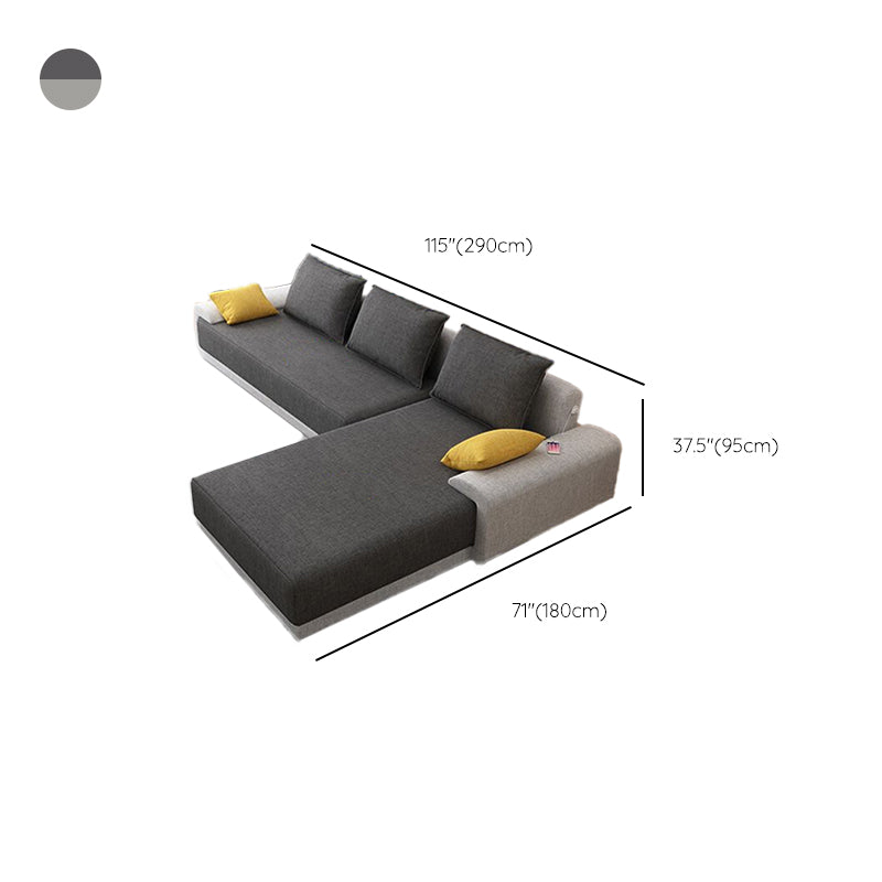 Scandinavian Style Stationary Seating Living Room Recessed Arm Pillows Sofa
