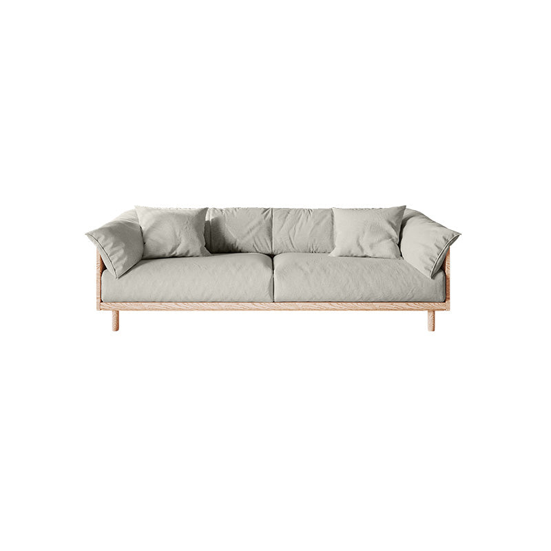 Scandinavian Loose Back Sofa with Pillow Top Arm in Solid Wood and Linen