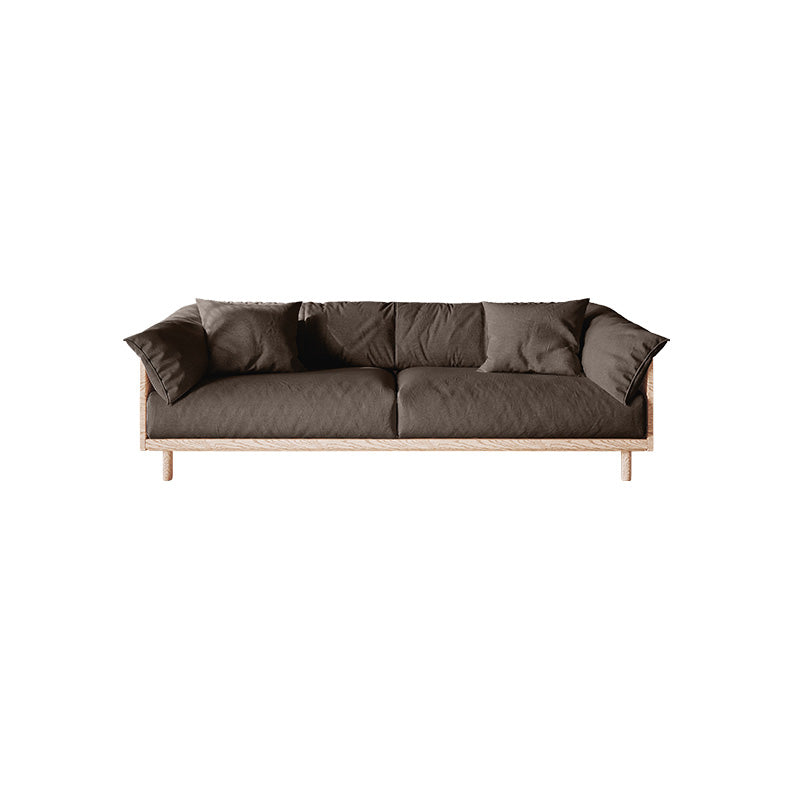 Scandinavian Loose Back Sofa with Pillow Top Arm in Solid Wood and Linen