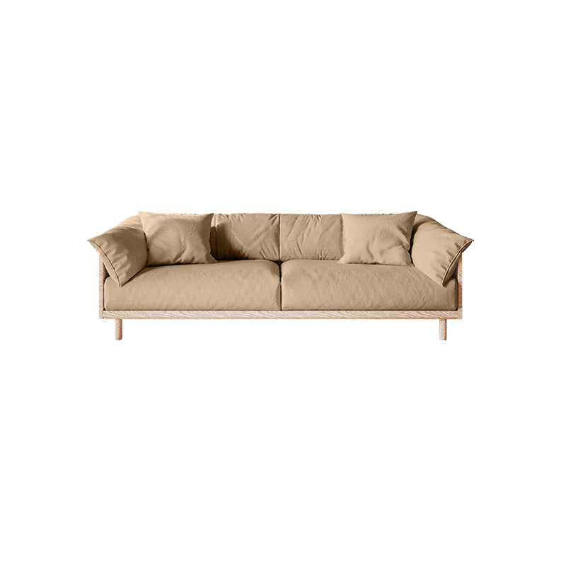 Scandinavian Loose Back Sofa with Pillow Top Arm in Solid Wood and Linen