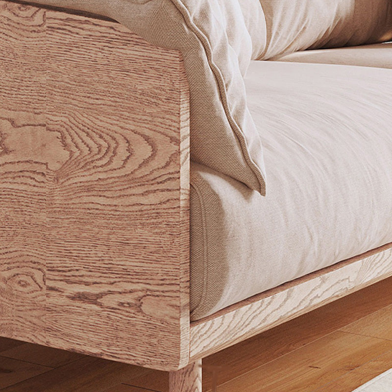 Scandinavian Loose Back Sofa with Pillow Top Arm in Solid Wood and Linen