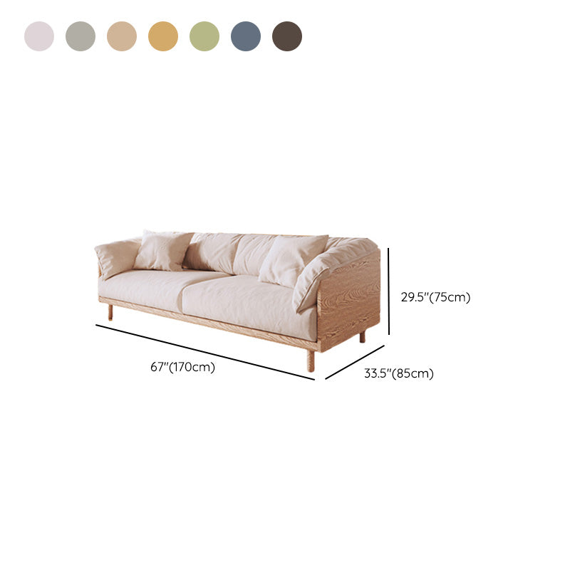 Scandinavian Loose Back Sofa with Pillow Top Arm in Solid Wood and Linen