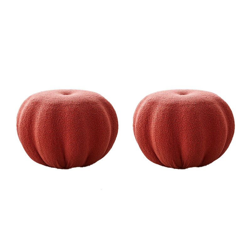 Modern Pouf Ottoman Velvet Upholstered Solid Color Pumpkin Shape Ottoman