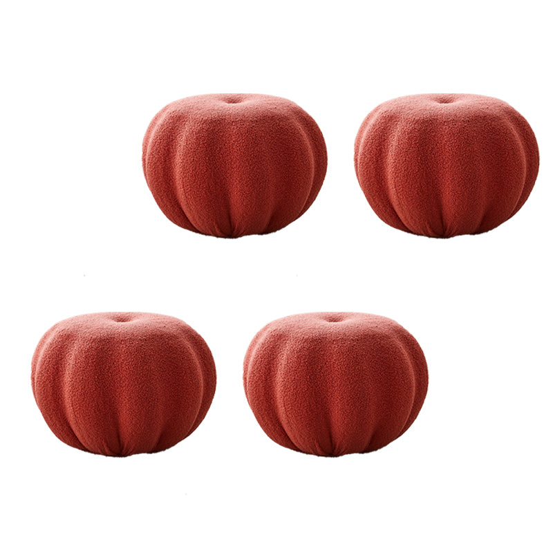 Modern Pouf Ottoman Velvet Upholstered Solid Color Pumpkin Shape Ottoman