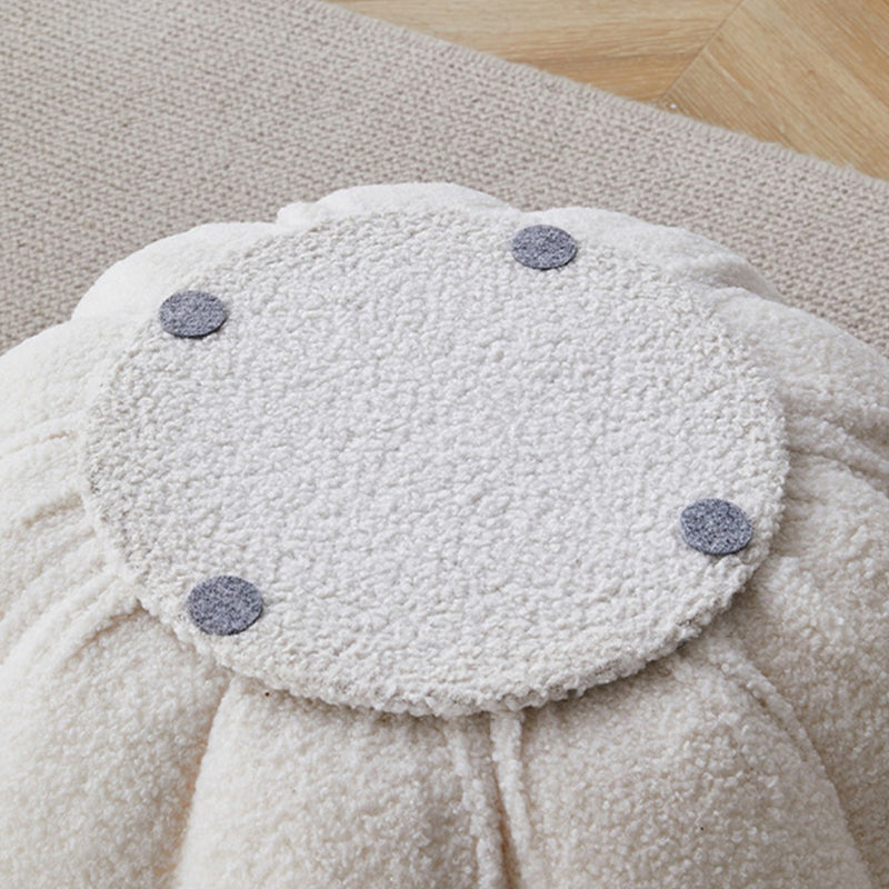 Modern Pouf Ottoman Velvet Upholstered Solid Color Pumpkin Shape Ottoman