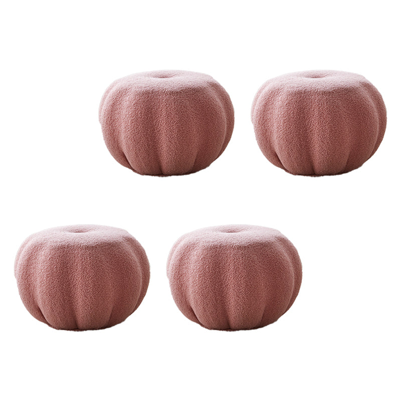 Modern Pouf Ottoman Velvet Upholstered Solid Color Pumpkin Shape Ottoman