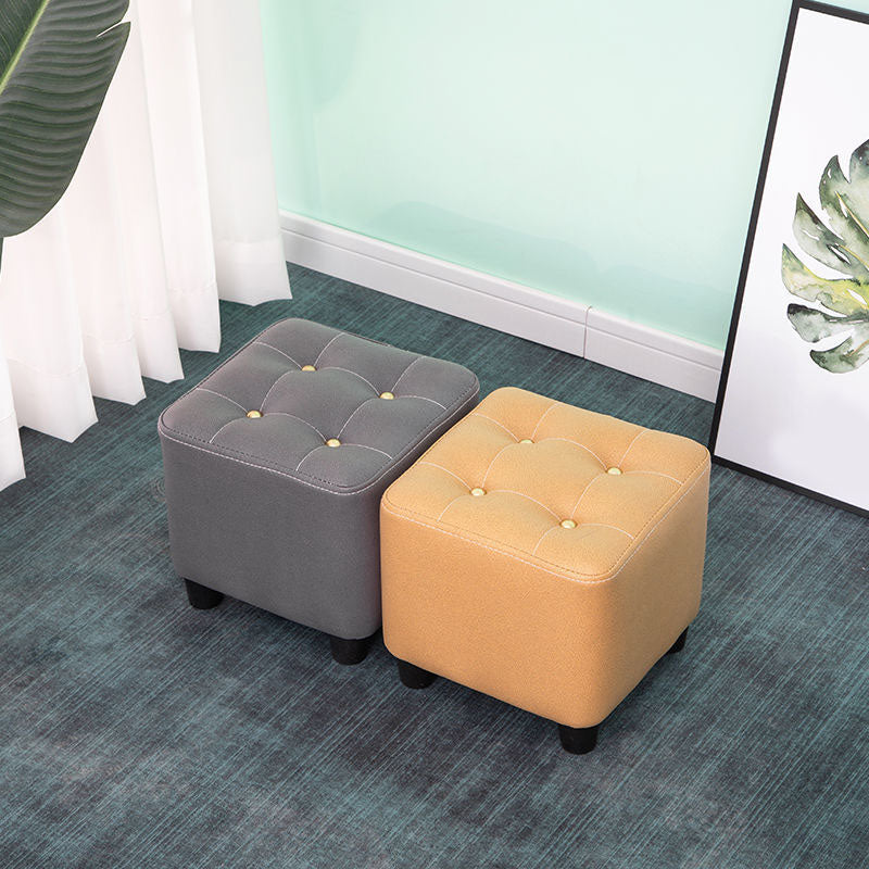 Tufted Ottoman Whole Colored Fabric Water Resistant Square Modern Ottoman