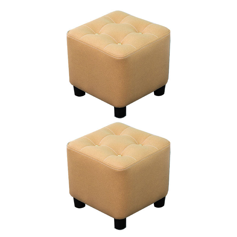 Tufted Ottoman Whole Colored Fabric Water Resistant Square Modern Ottoman