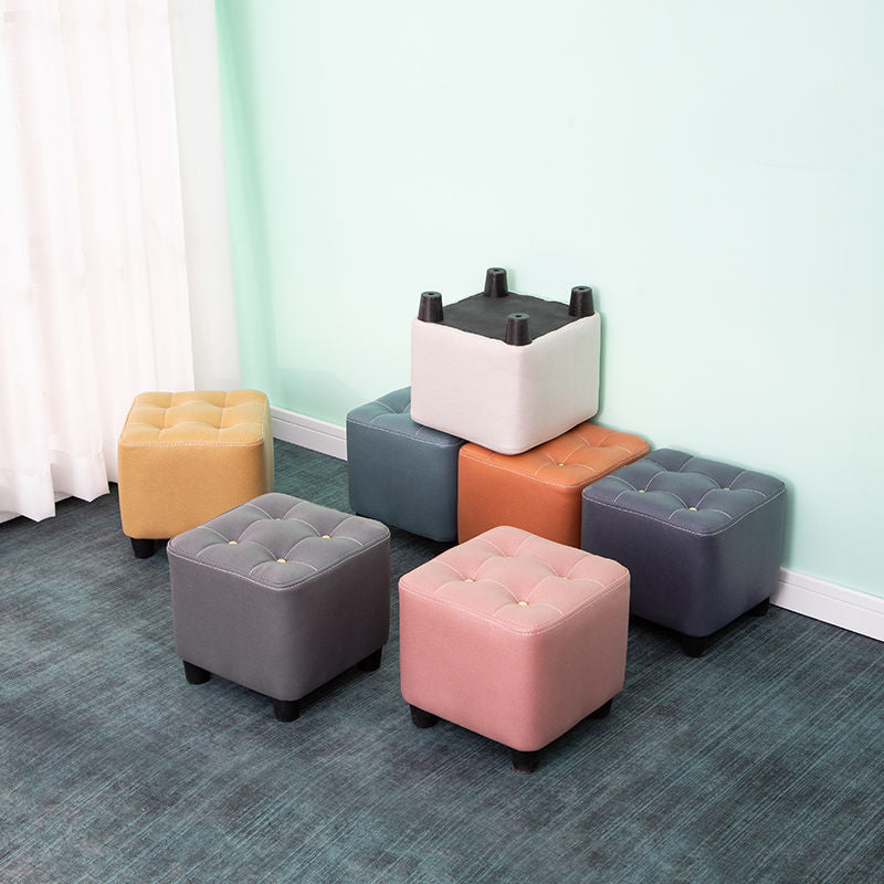 Tufted Ottoman Whole Colored Fabric Water Resistant Square Modern Ottoman