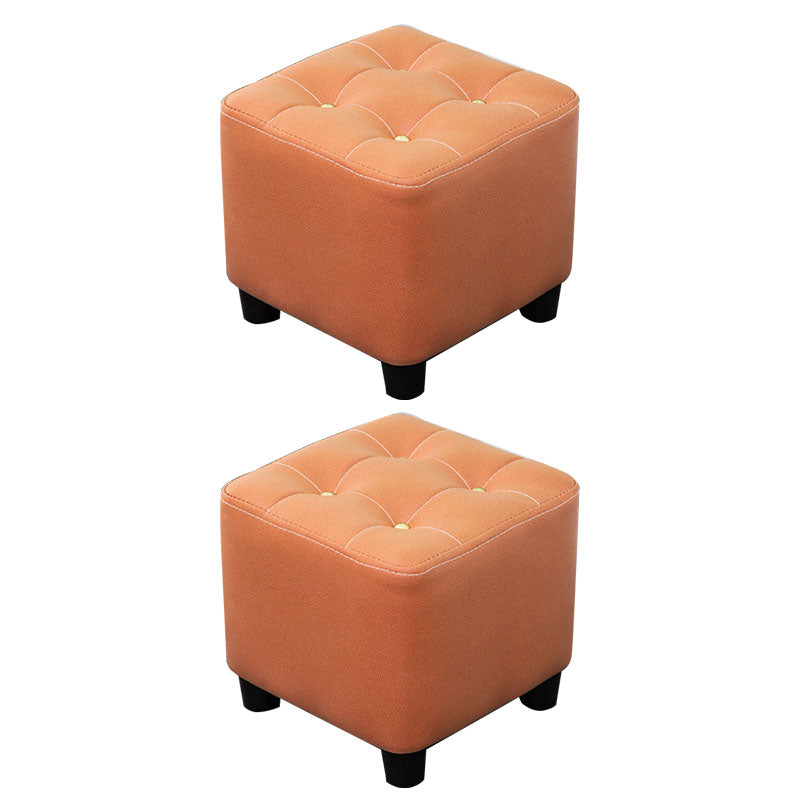 Tufted Ottoman Whole Colored Fabric Water Resistant Square Modern Ottoman