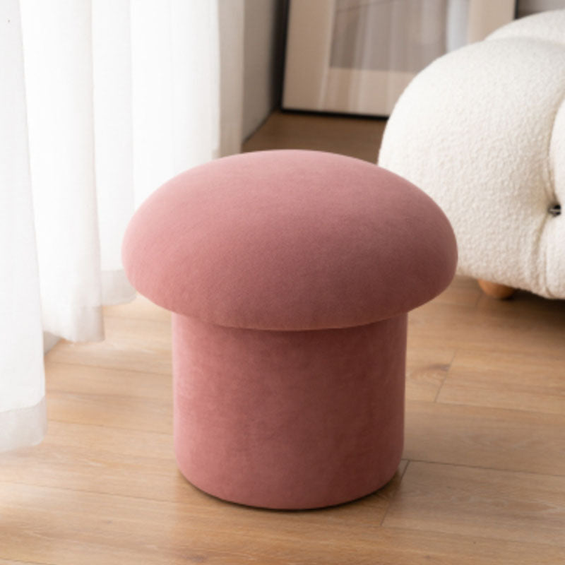Plain Pouf Mushroom Shaped Sherpa Fade Resistant Upholstered Pouf Ottoman