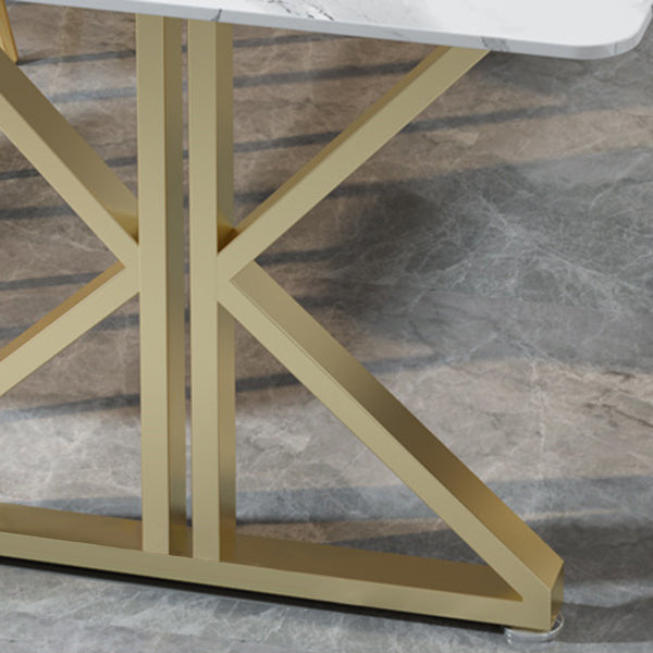 Metal Modern Style Dining Table Sintered Stone Top Table for Dining Room