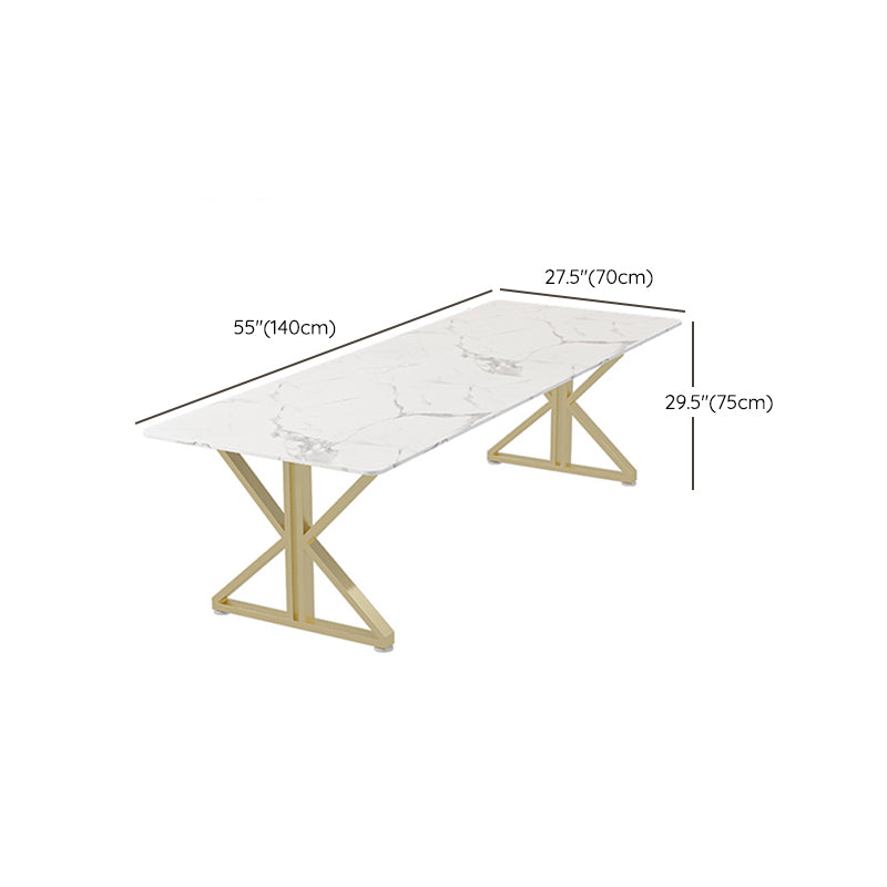 Metal Modern Style Dining Table Sintered Stone Top Table for Dining Room
