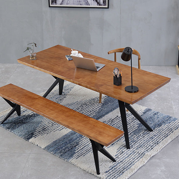 Industrial Rectangle Dining Table Wooden Table with Metal Legs for Home Use