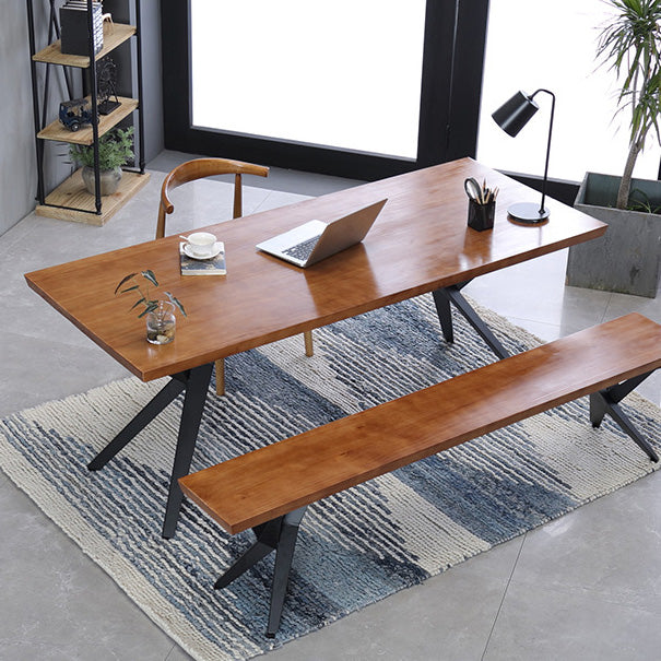Industrial Rectangle Dining Table Wooden Table with Metal Legs for Home Use
