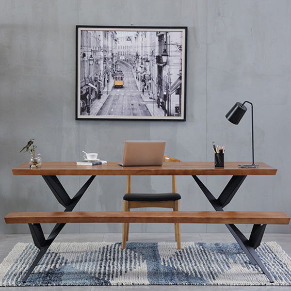 Industrial Rectangle Dining Table Wooden Table with Metal Legs for Home Use