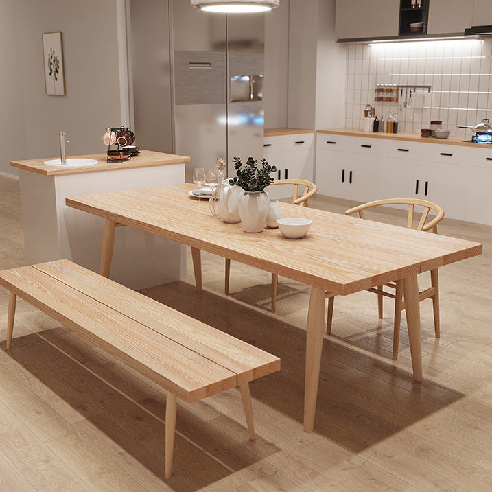 Glam Rectangle Dining Table Wooden Table with Wood Legs for Home Use