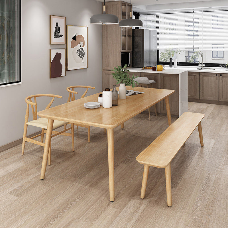 Glam Rectangle Dining Table Wooden Table with Wood Legs for Home
