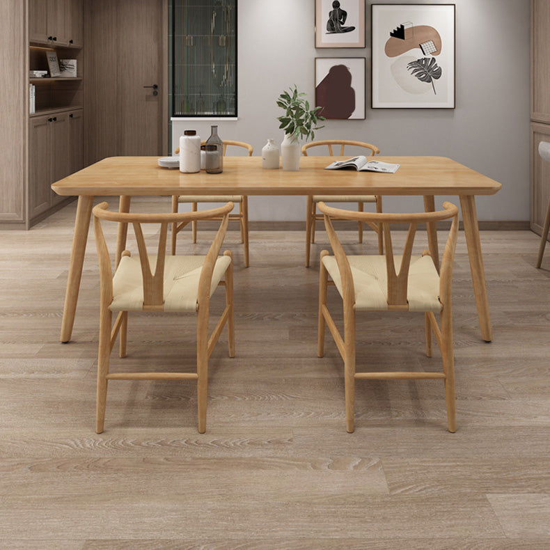 Glam Rectangle Dining Table Wooden Table with Wood Legs for Home