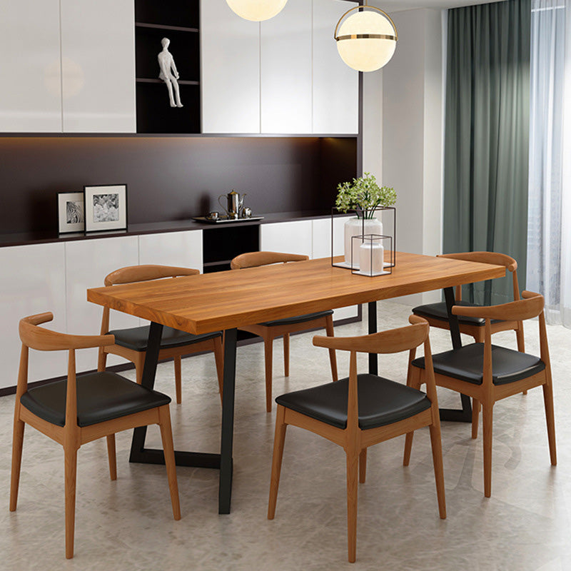 Industrial Rectangle Dining Table Wooden Table with Metal Legs for Home