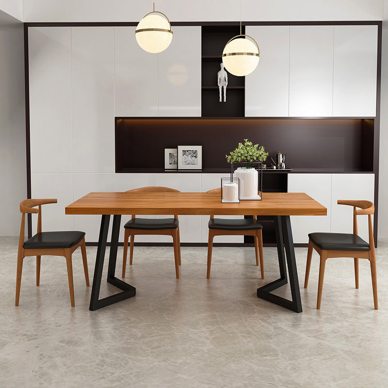 Industrial Rectangle Dining Table Wooden Table with Metal Legs for Home