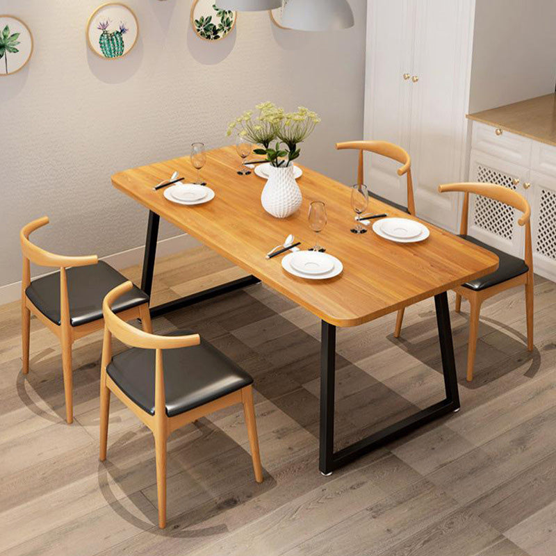 Industrial Rectangle Dining Table Wooden Table with Metal Legs for Kitchen