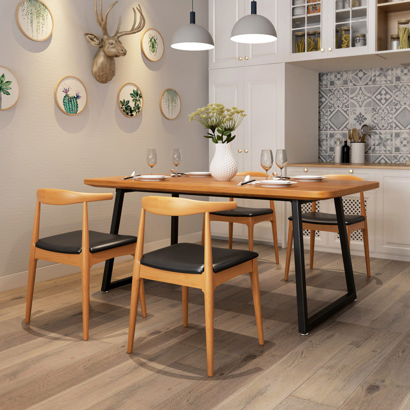 Industrial Rectangle Dining Table Wooden Table with Metal Legs for Kitchen