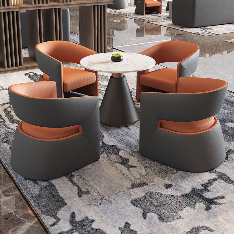 Modern Round Dining Table for Kitchen Metal Pedestal Base Table