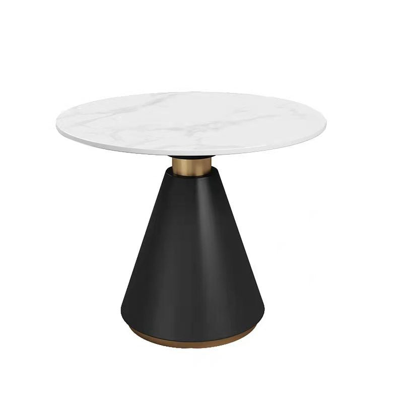 Modern Round Dining Table for Kitchen Metal Pedestal Base Table
