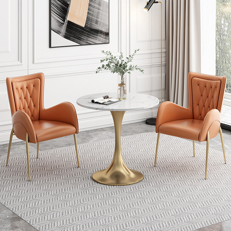 White Stone Table for Home Traditional Luxury Round Dining Table