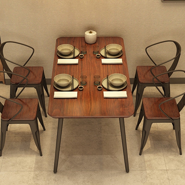 Industrial Rectangle Dining Table Solid Wood Top Dining Table for Restaurant