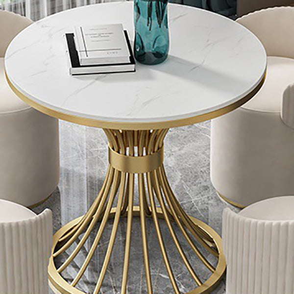 White Faux Marble Dining Table Traditional Luxury Round Table for Home