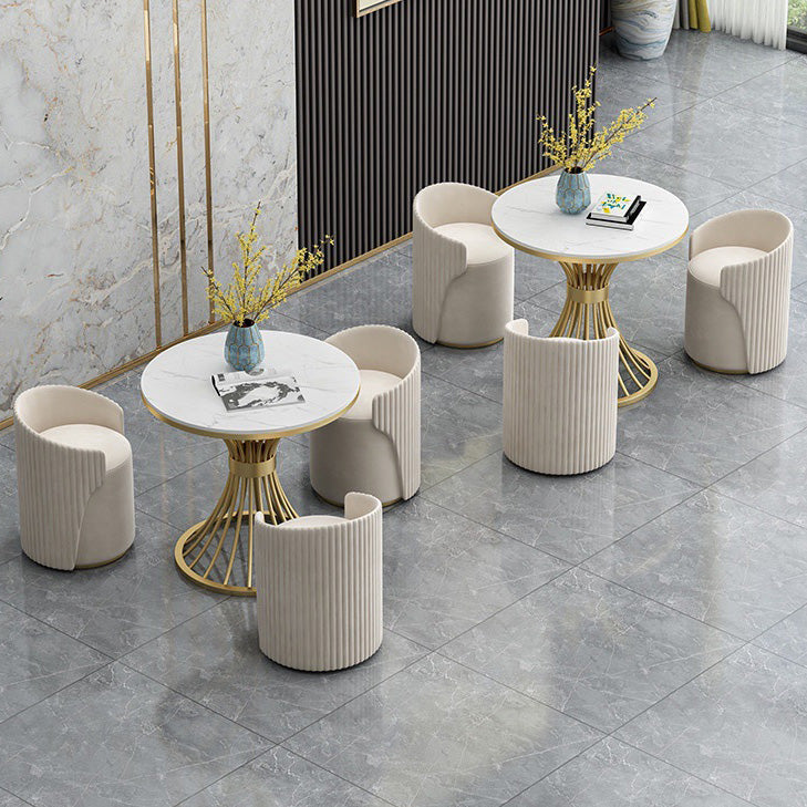 White Faux Marble Dining Table Traditional Luxury Round Table for Home