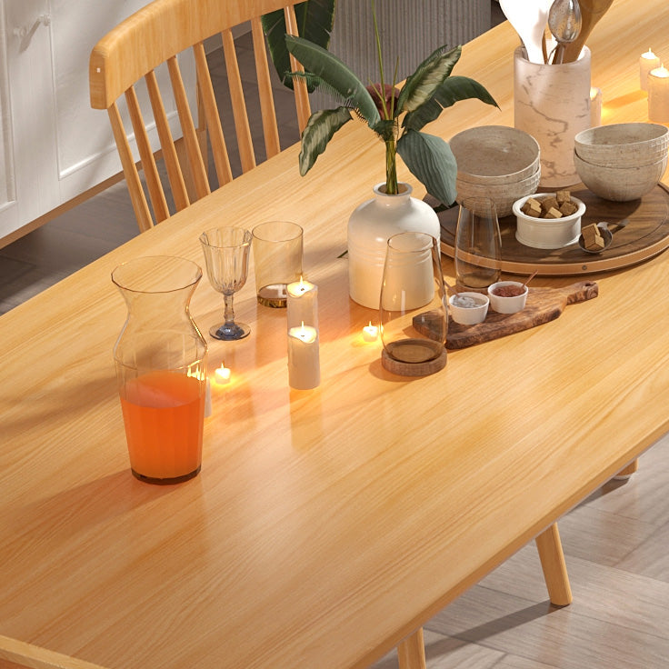 Pine Solid Wood Dining Table Rectangle Dining Table with Natural Finish Legs