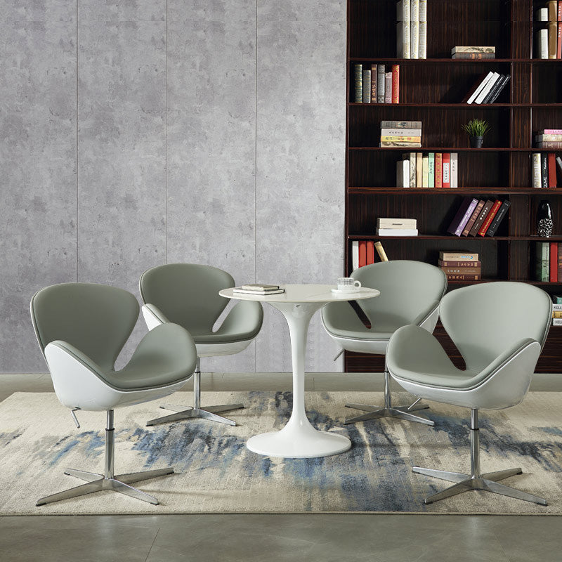 White Stone Table with Plastic Tulip Contemporary Round Dining Table